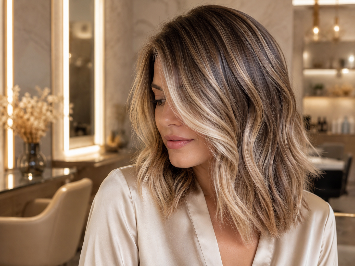 Balayage / Mèches / Contouring — Cheveux mi-longs